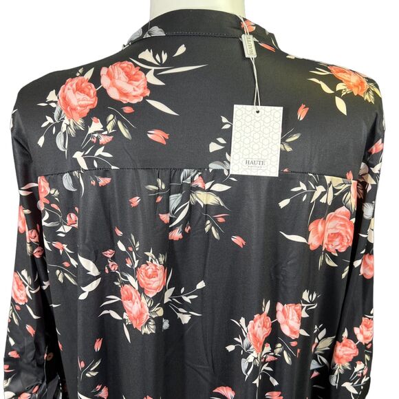 Haute Edition Womens Tunic Blouse Top Floral Print Pullover Black Pink 3X - Picture 6 of 10